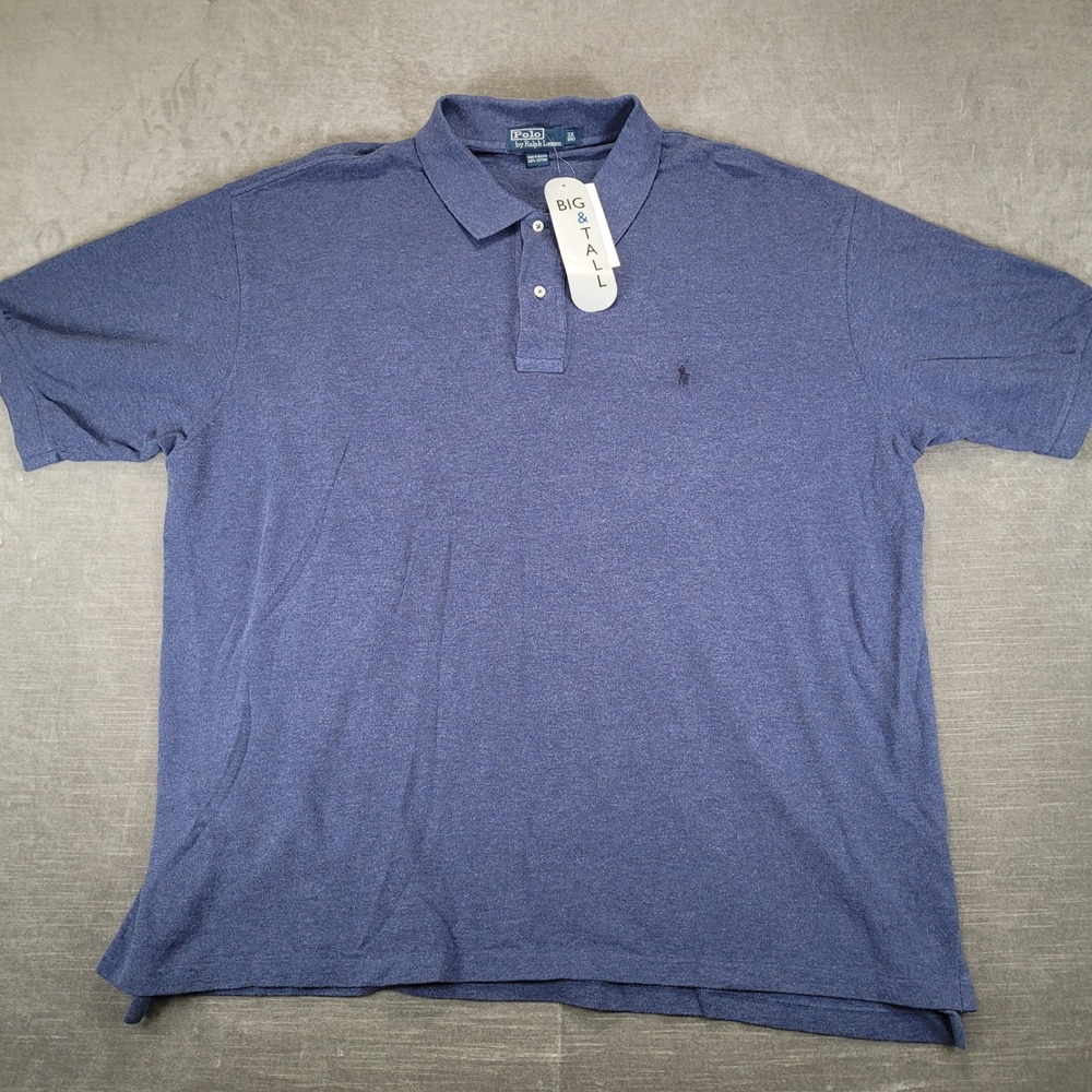 Polo Ralph Lauren Polo Shirt Mens 3X Blue New Short Sleeve Heathered Big & Tall